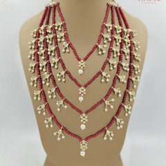 Dulha Maroon Bead & Kundan Multi-Layer Mala