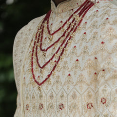 Dulha Maroon Bead & Kundan Multi-Layer Mala
