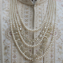 Groom Pearl & Heavy Kundan Polki Multi-Layer Mala