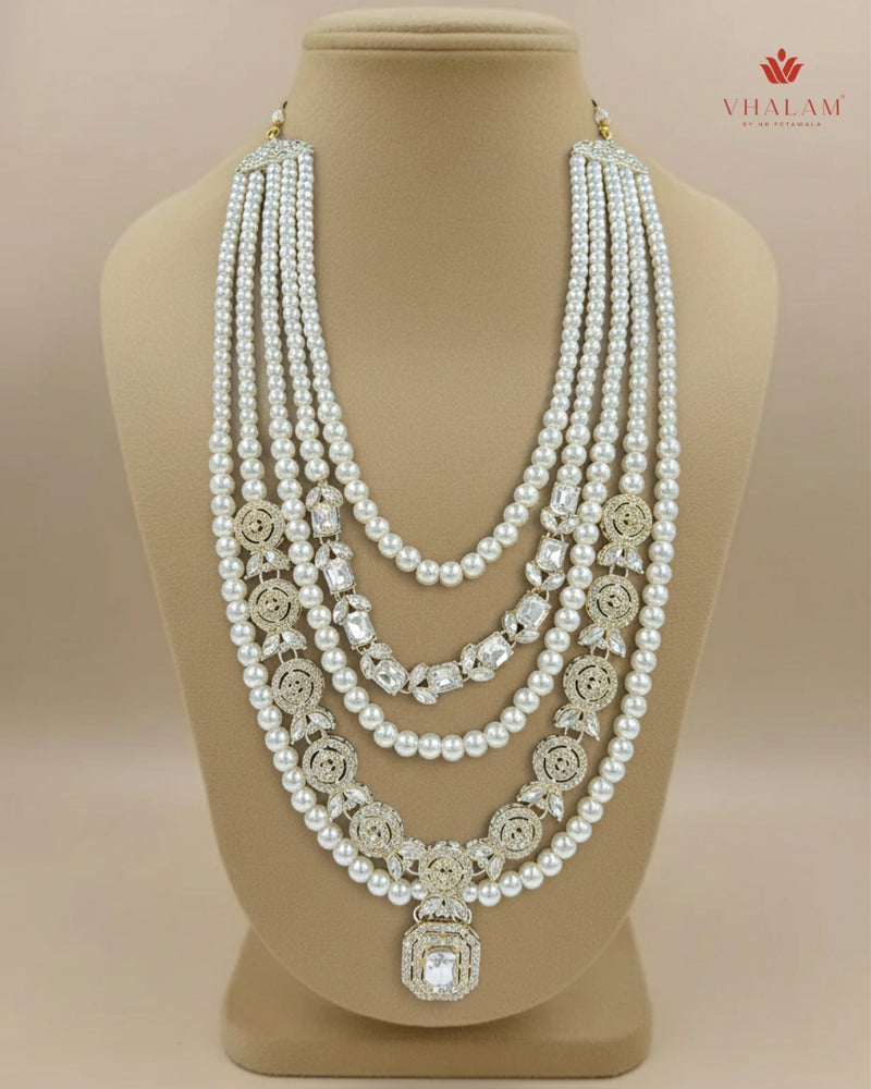 Groom Pearl & Heavy Kundan Polki Multi-Layer Mala