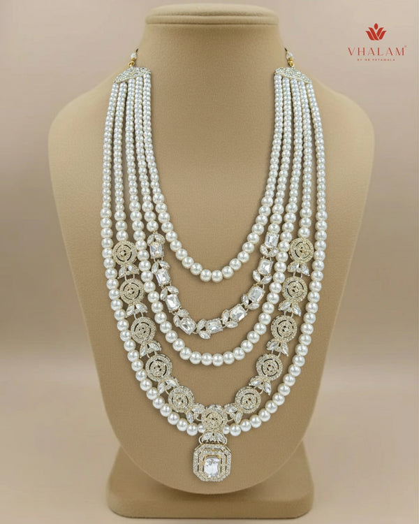 Groom Pearl & Heavy Kundan Polki Multi-Layer Mala