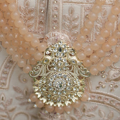 Dulha Peach Bead & Heavy Polki Multi-Layer Mala