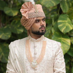 Dulha Peach Bead & Heavy Polki Multi-Layer Mala