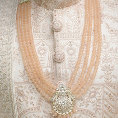 Dulha Peach Bead & Heavy Polki Multi-Layer Mala