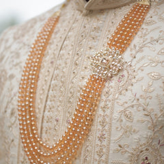 Dulha Amber Bead & Kundan Side Brooch Mala