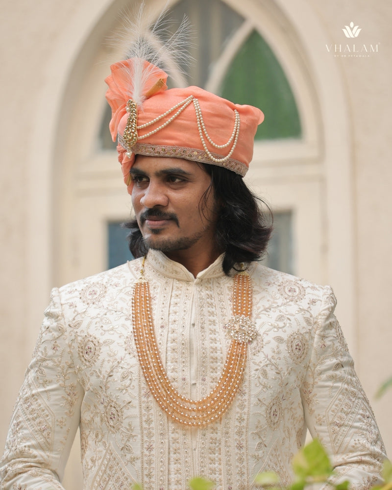 Dulha Amber Bead & Kundan Side Brooch Mala