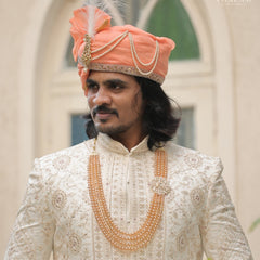 Dulha Amber Bead & Kundan Side Brooch Mala