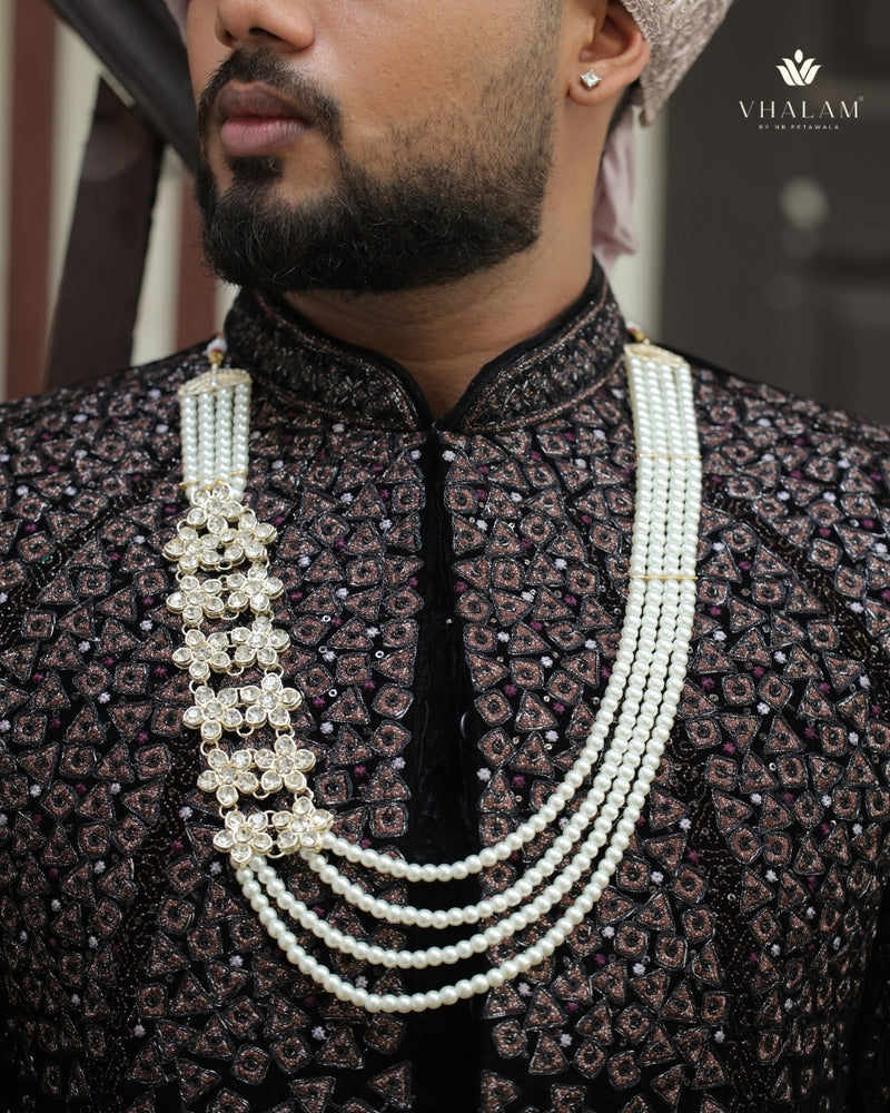 Groom Pearl & Floral Kundan Multi-Layer Mala