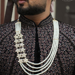 Groom Pearl & Floral Kundan Multi-Layer Mala