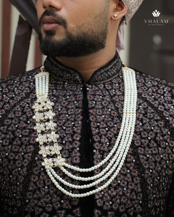 Groom Pearl & Floral Kundan Multi-Layer Mala