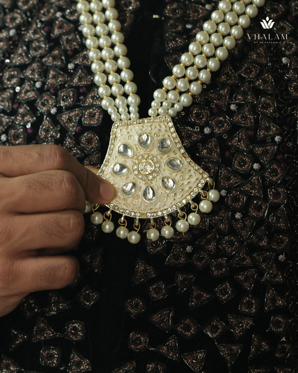 Groom Pearl & White Meenakari Kundan Mala