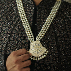 Groom Pearl & White Meenakari Kundan Mala