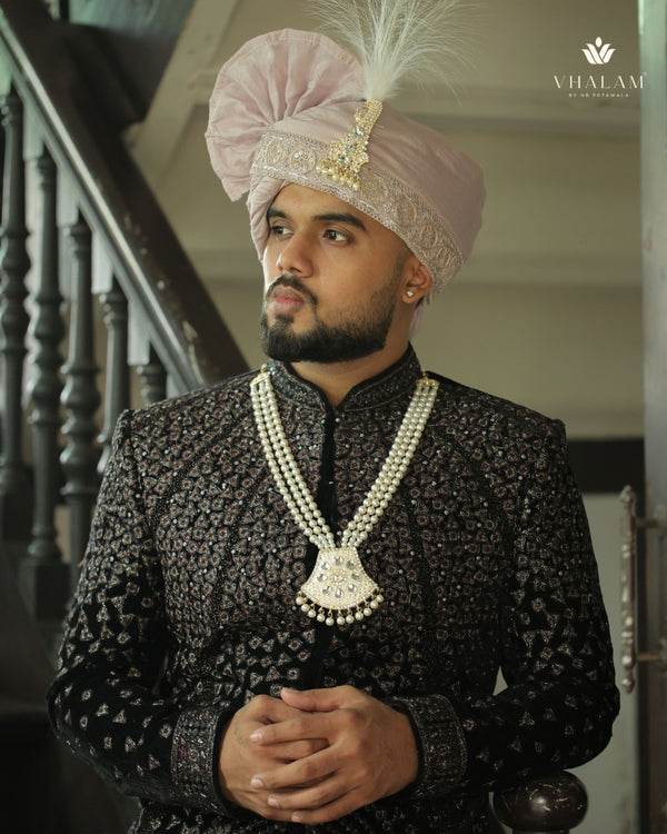Groom Pearl & White Meenakari Kundan Mala