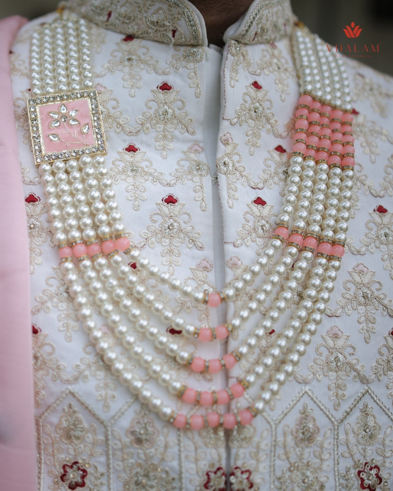Dulha Pink Meenakari & Pearl Multi-Layer Mala