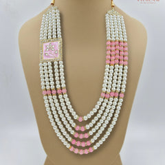 Dulha Pink Meenakari & Pearl Multi-Layer Mala