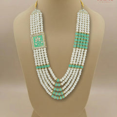 Dulha Mint Green Meenakari Pearl Multi-Layer Mala
