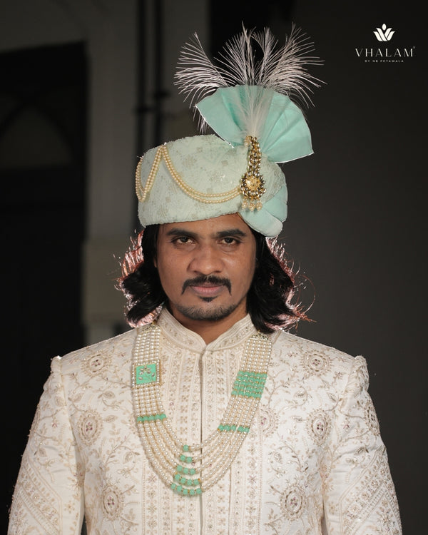 Dulha Mint Green Meenakari Pearl Multi-Layer Mala