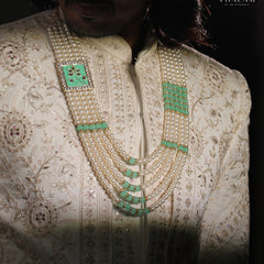 Dulha Mint Green Meenakari Pearl Multi-Layer Mala