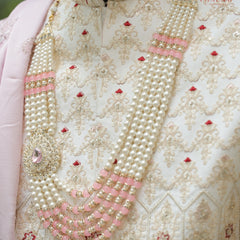 Groom Kundan Side Pendant Pink Mala