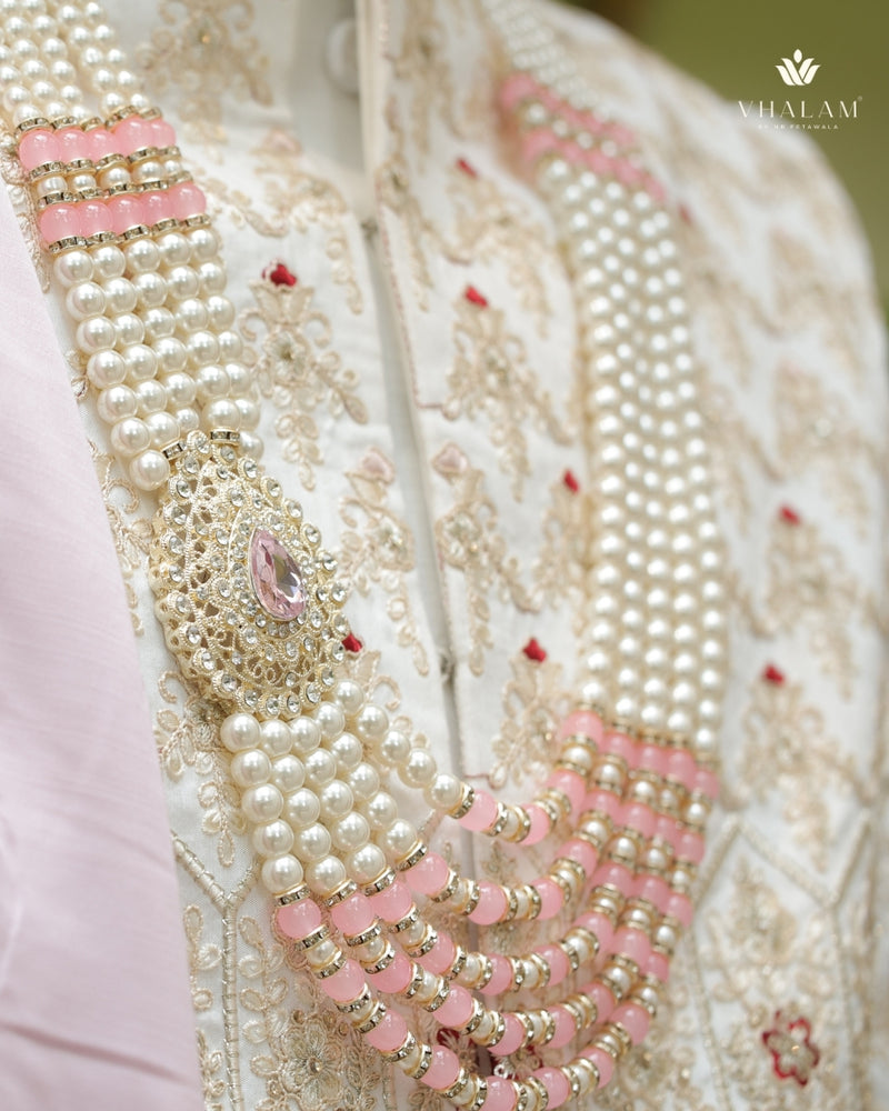 Groom Kundan Side Pendant Pink Mala