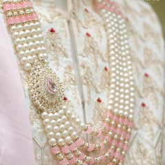 Groom Kundan Side Pendant Pink Mala