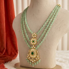 Pistachio Three-Layer Pendant Dulha Mala, gallery view 1