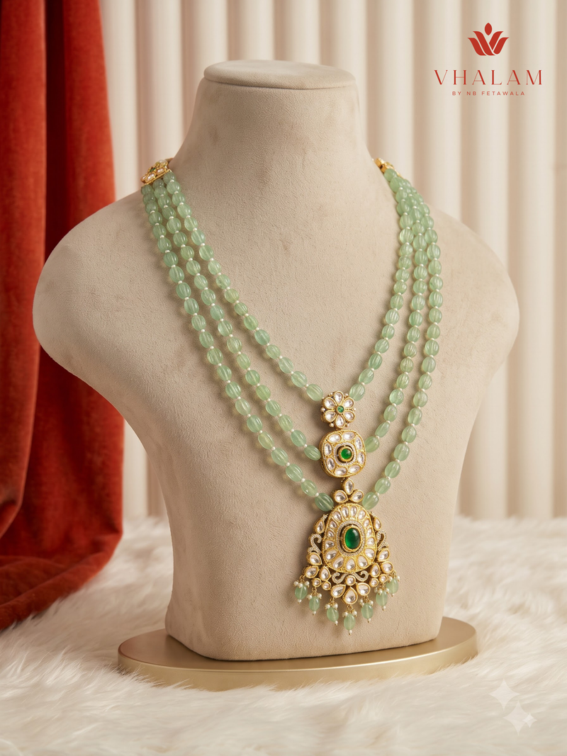Pistachio Three-Layer Pendant Dulha Mala, gallery view 2