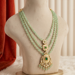 Pistachio Three-Layer Pendant Dulha Mala, gallery view 2