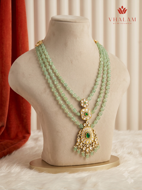 Pistachio Three-Layer Pendant Dulha Mala, gallery view 2
