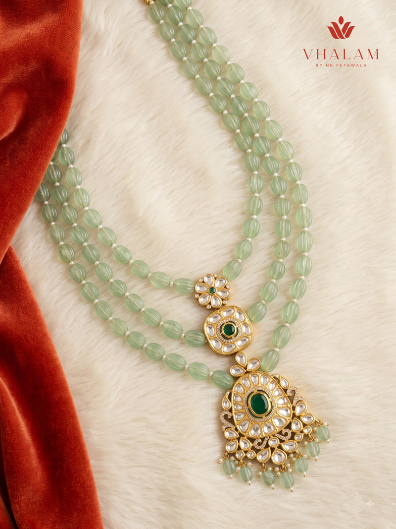 Pistachio Three-Layer Pendant Dulha Mala, gallery view 3