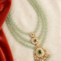 Pistachio Three-Layer Pendant Dulha Mala, gallery view 3