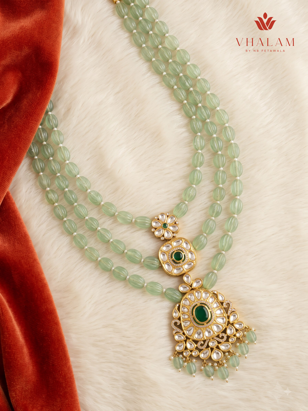 Pistachio Three-Layer Pendant Dulha Mala, gallery view 3