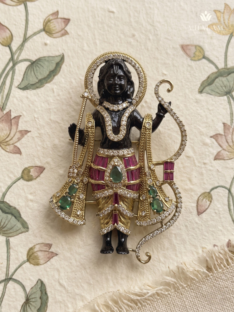 Shri Ram Bow and Arrow Brooch, front view
