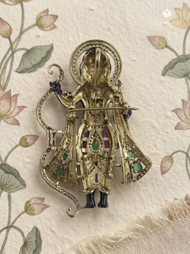 Shri Ram Bow and Arrow Brooch, rear view
