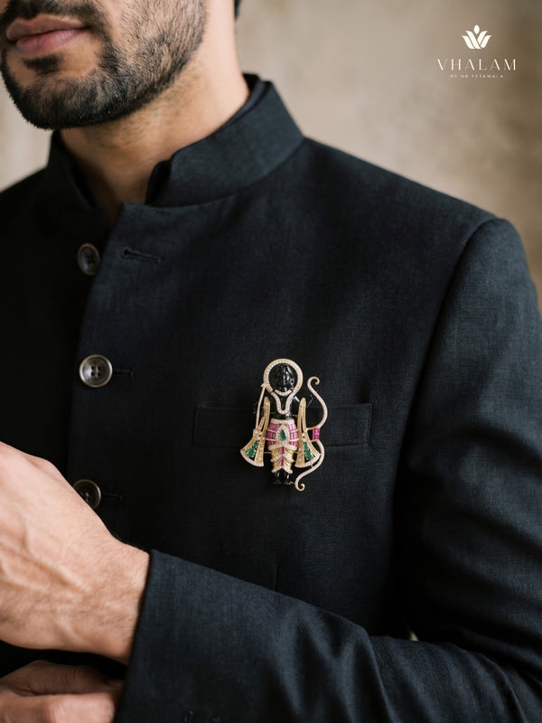 Shri Ram Bow and Arrow Brooch, styled view