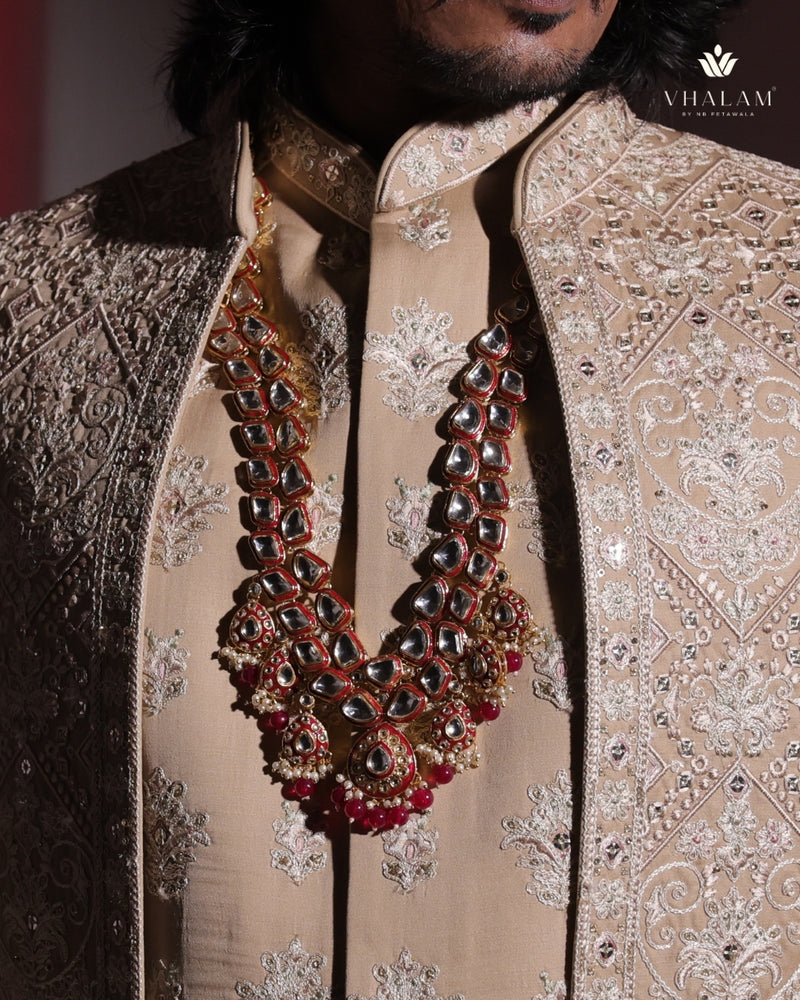 Groom Heavy Polki & Rani Meenakari Single Mala