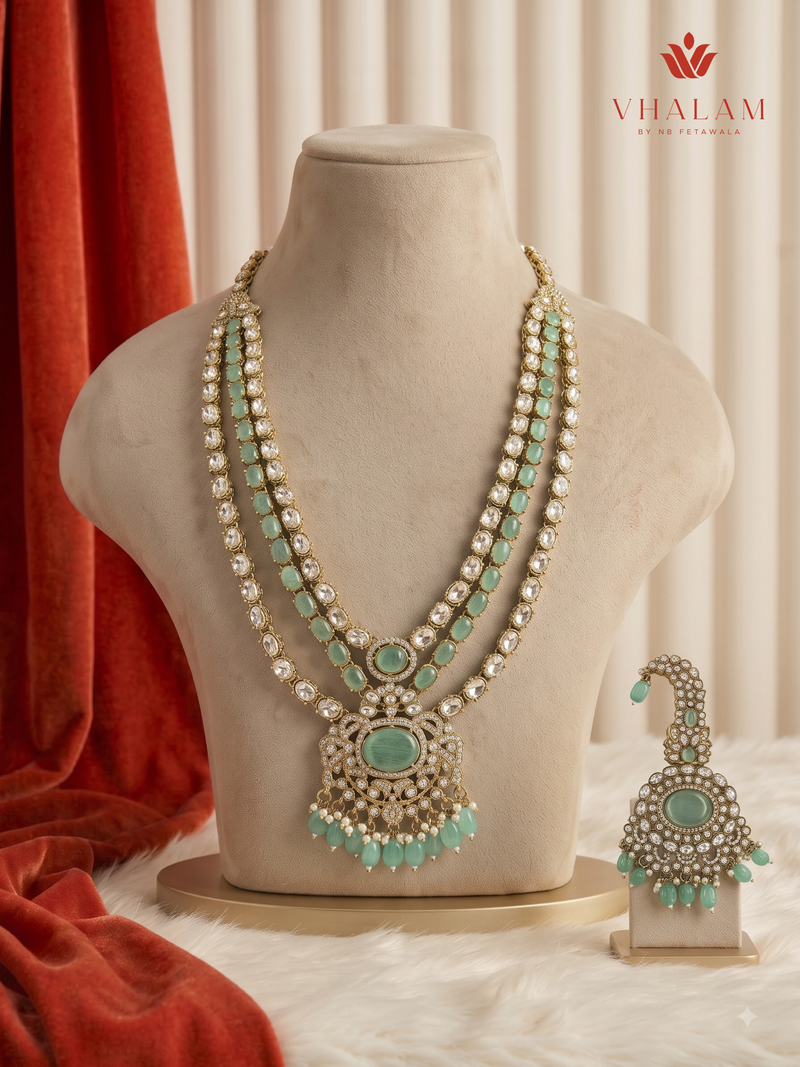Sage Oval Pearl Moissanite Dulha Mala, gallery view 1