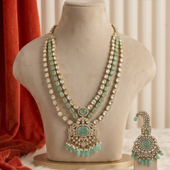 Sage Oval Pearl Moissanite Dulha Mala, gallery view 1
