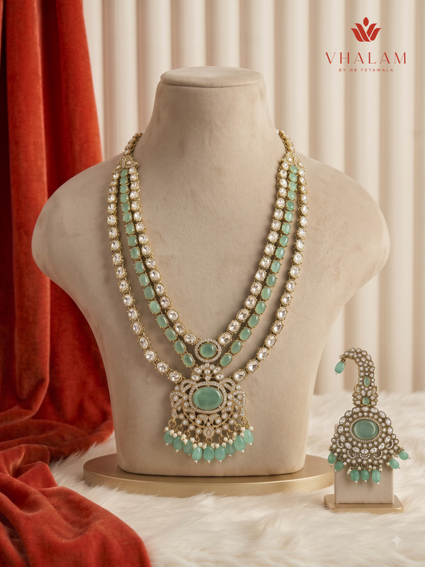 Sage Oval Pearl Moissanite Dulha Mala, gallery view 1