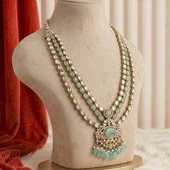 Sage Oval Pearl Moissanite Dulha Mala, gallery view 3