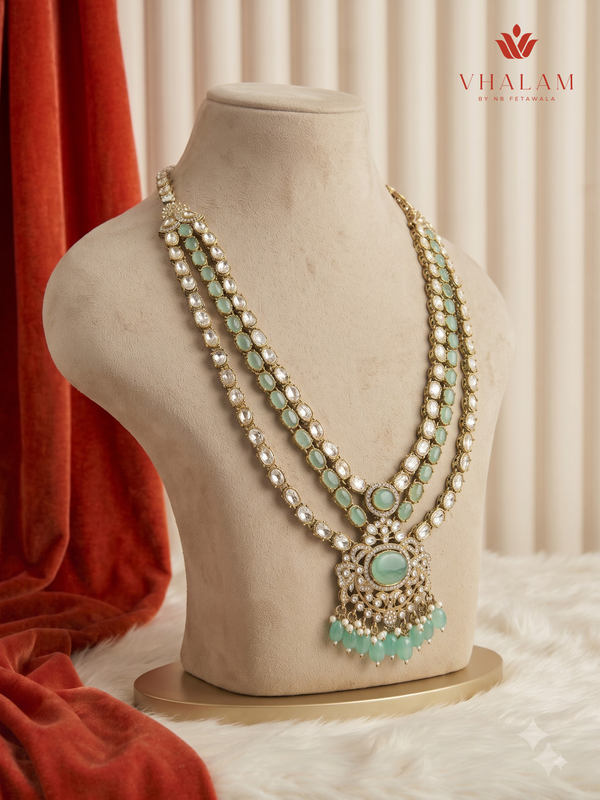 Sage Oval Pearl Moissanite Dulha Mala, gallery view 3