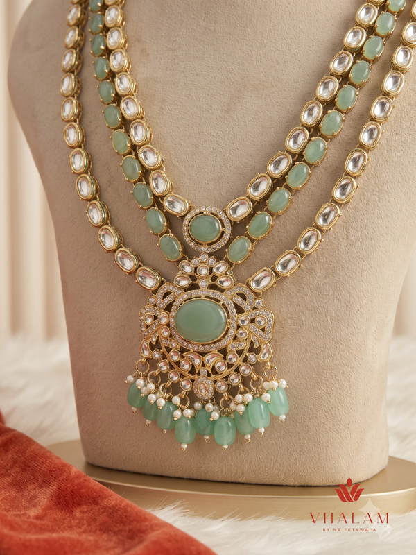 Sage Oval Pearl Moissanite Dulha Mala, gallery view 4