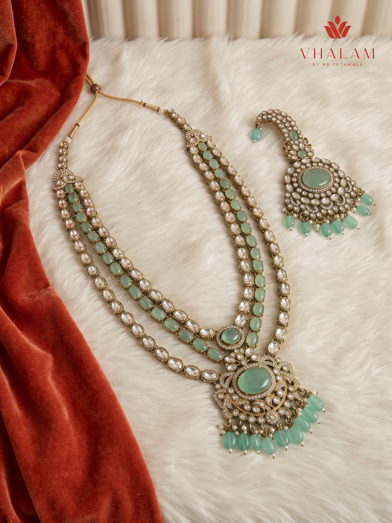 Sage Oval Pearl Moissanite Dulha Mala, gallery view 5