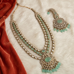 Sage Oval Pearl Moissanite Dulha Mala, gallery view 5