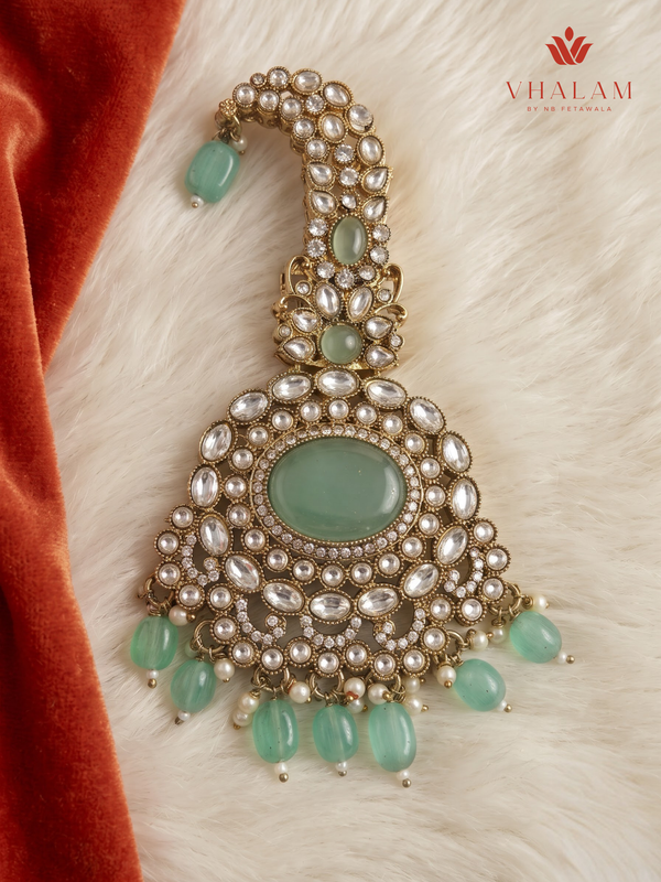 Sage Oval Pearl Moissanite Dulha Mala, gallery view 9