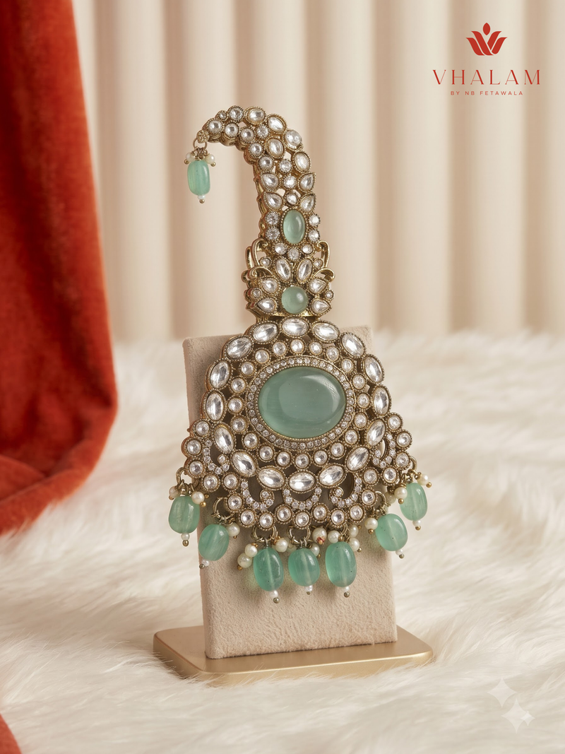 Sage Oval Pearl Moissanite Dulha Mala, gallery view 10