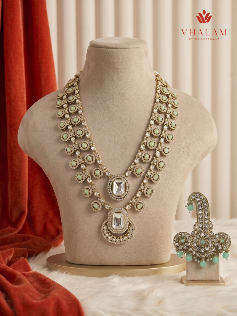 Sage Rosette Teardrop Moissanite Dulha Mala, gallery view 1