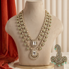 Sage Rosette Teardrop Moissanite Dulha Mala, gallery view 1