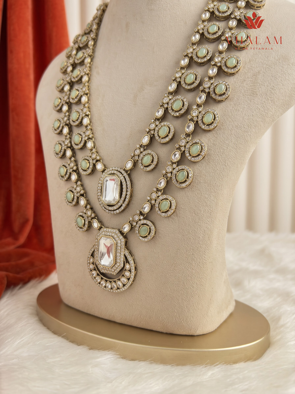 Sage Rosette Teardrop Moissanite Dulha Mala, gallery view 3