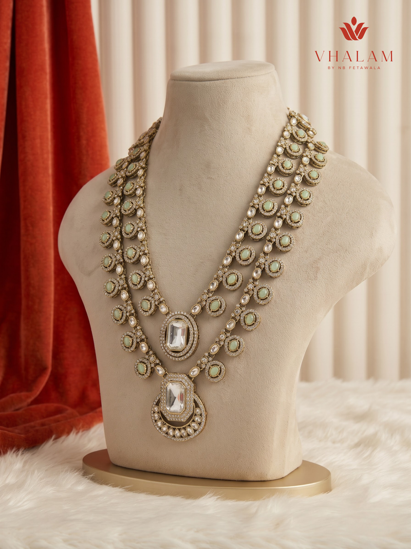 Sage Rosette Teardrop Moissanite Dulha Mala, gallery view 4